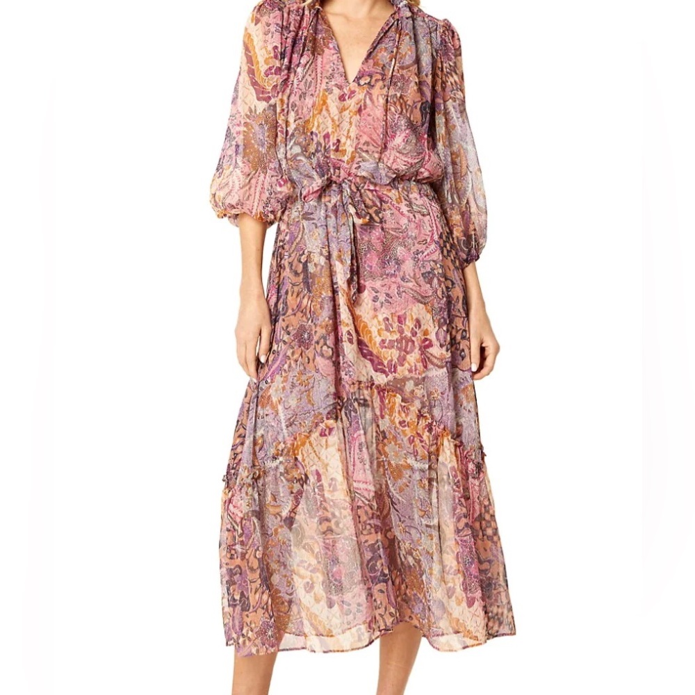 NWT MISA Los Angeles’ Olivia Midi Dress Size Small in Augusta Batik Print